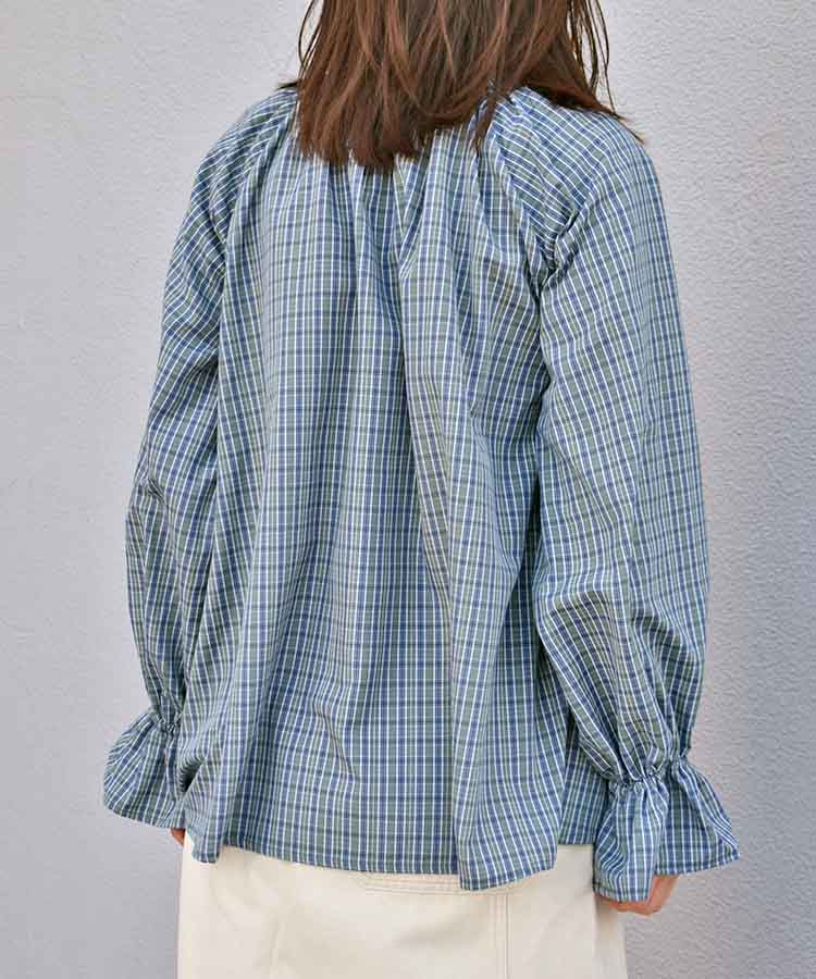 チェックリボンブラウス