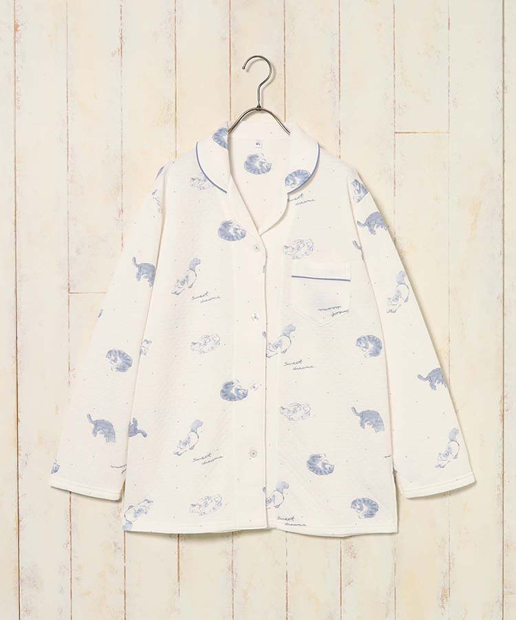 ねこ柄キルトパジャマ上下セット