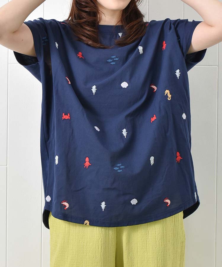 海の生き物総刺繍Tシャツ