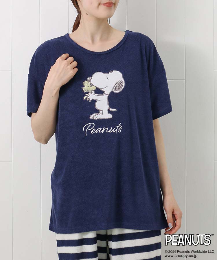 スヌーピー 半袖パイルルームウェア上下セット