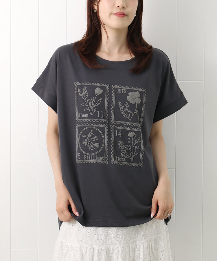 ボタニカル切手プリントTシャツ