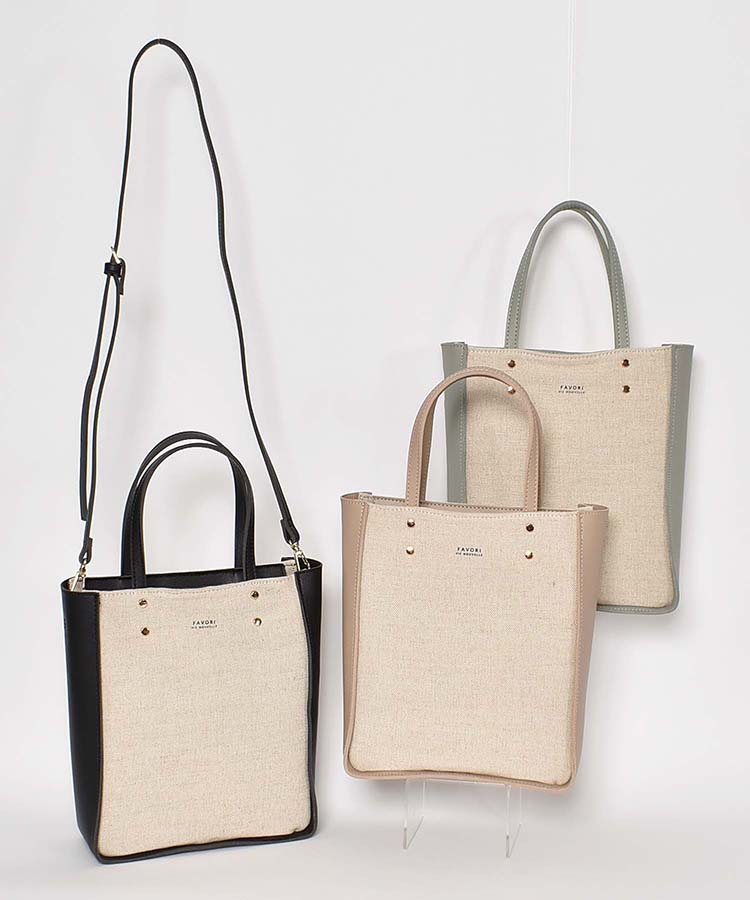 ≪SALE≫リネンキャンバスコンビ2WAYトート