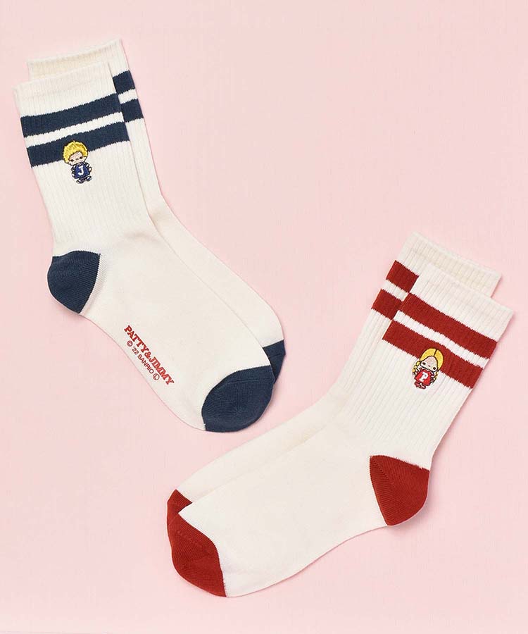 パティ＆ジミーライン刺繍ソックス