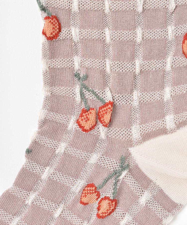 ≪SALE≫逆スパチェリーロークルーソックス