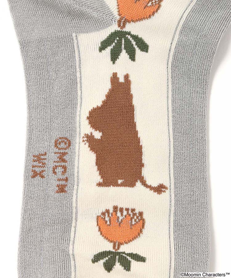 ムーミンシルエット縦ラインロークルーソックス