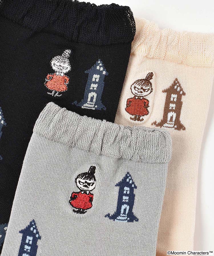 家とリトルミイ刺繍ロークルーソックス