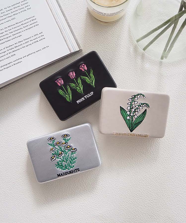 キャリング刺繍コンパクトミラーケース