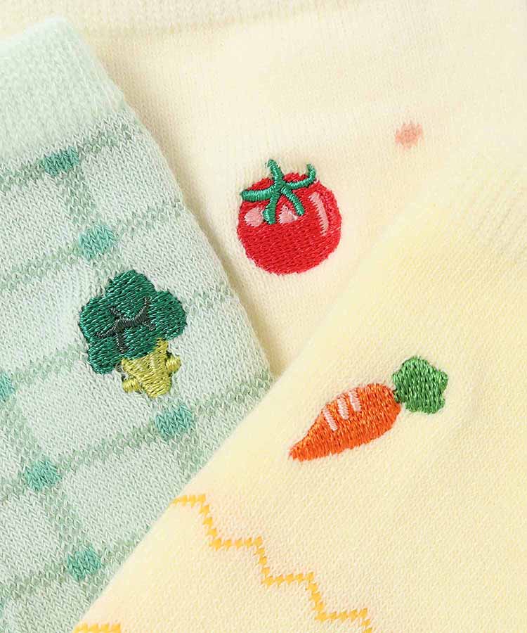 おやさい刺繍ロークルーソックス