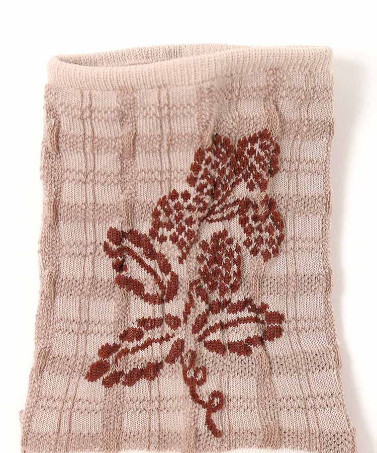 ≪SALE≫チェック花柄ロークルーソックス