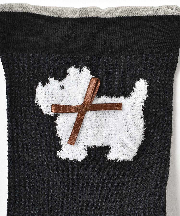 ふわふわテリアロークルーソックス