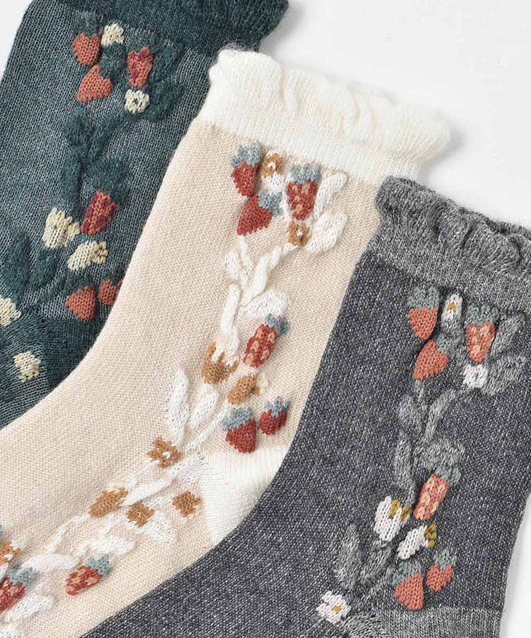 やわらかWゆったりイチゴロークルーソックス