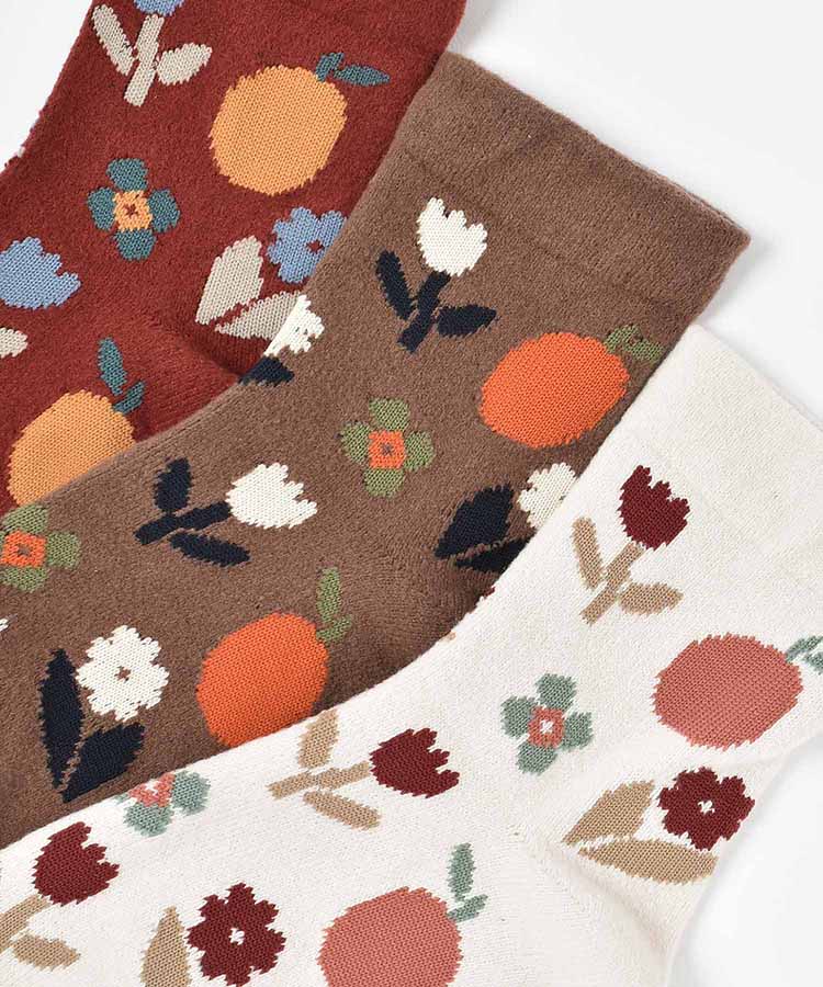 花と果実ソフトタッチロークルーソックス