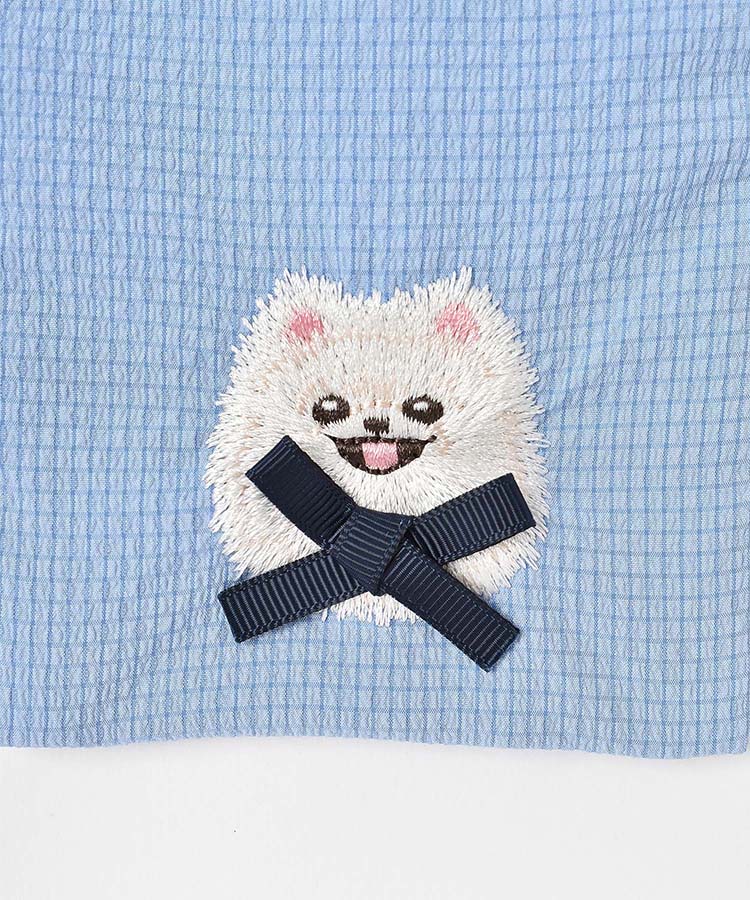 ドッグリボンカラビナ付きリップル巾着