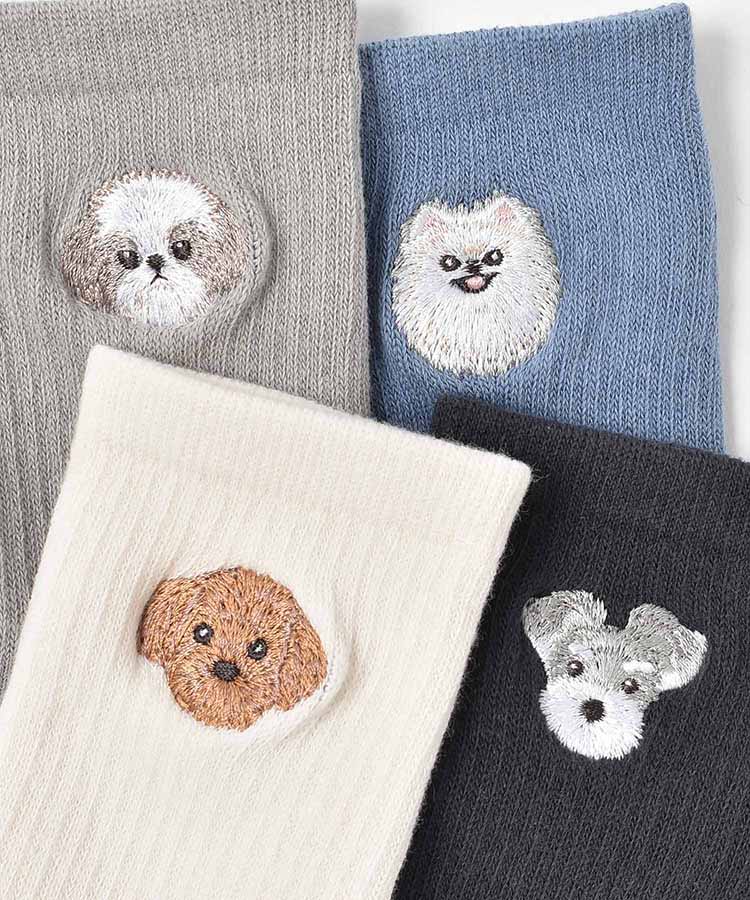 ドッグ刺繍ソックス