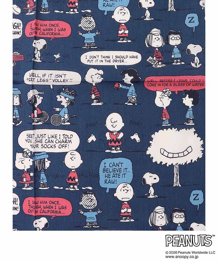 PEANUTSスクロールイラストプリントハンカチ