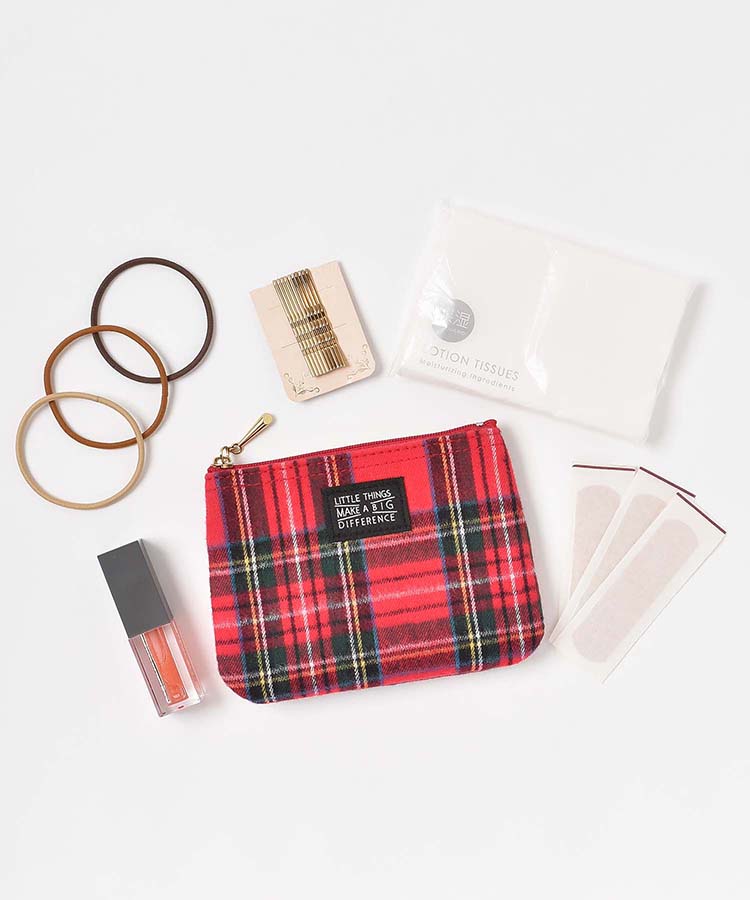 起毛チェック柄ティッシュポーチS