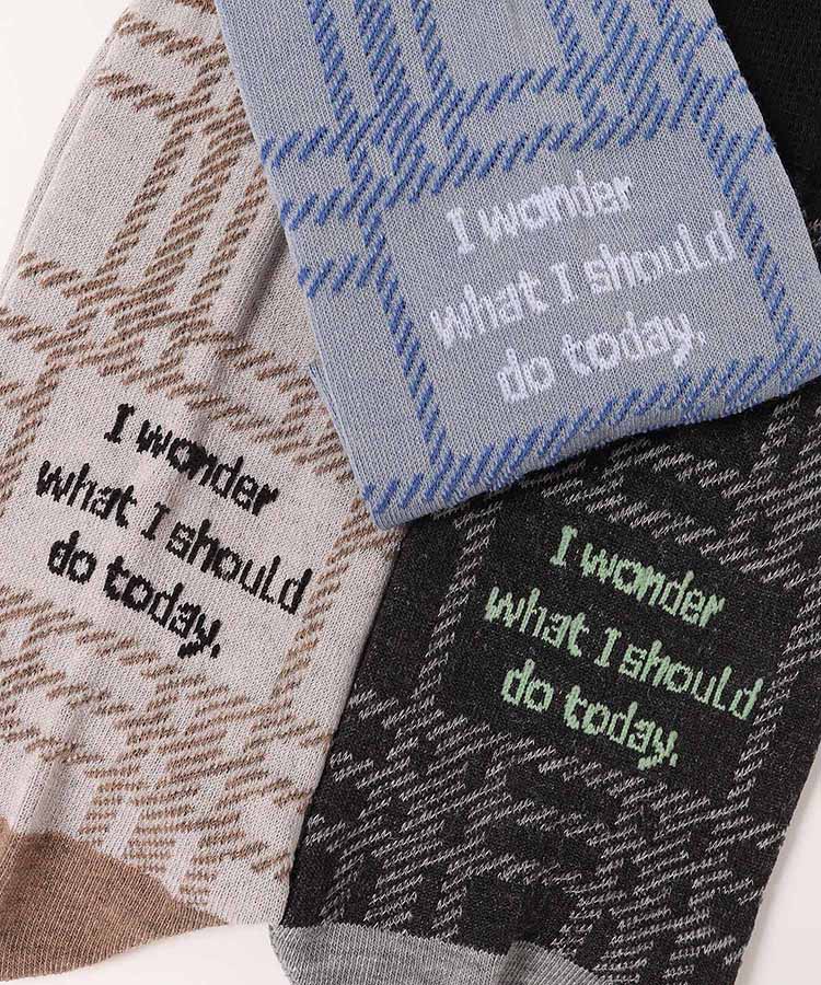 ラテミルククルーメッセージチェックソックス