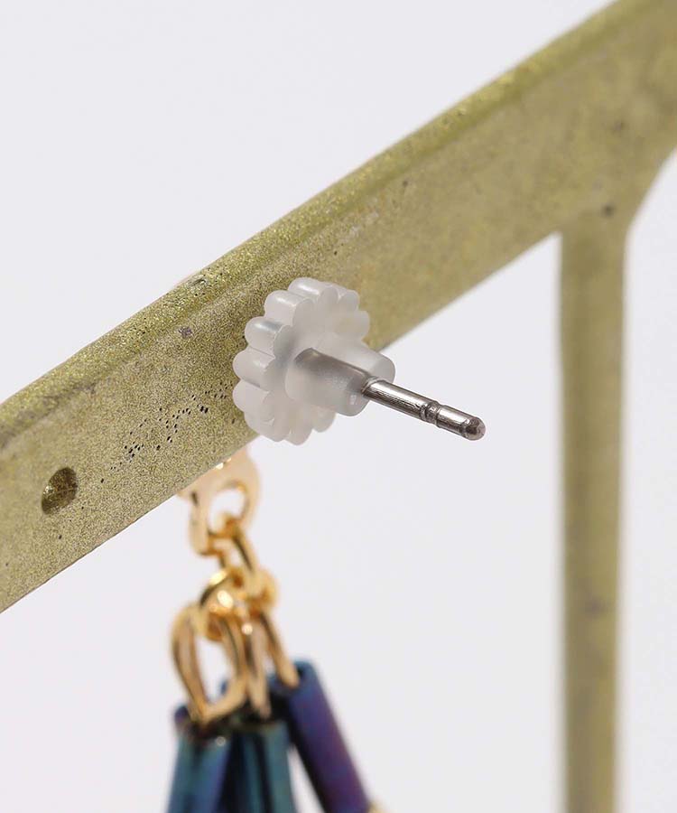 竹ビーズチェコガラスピアス