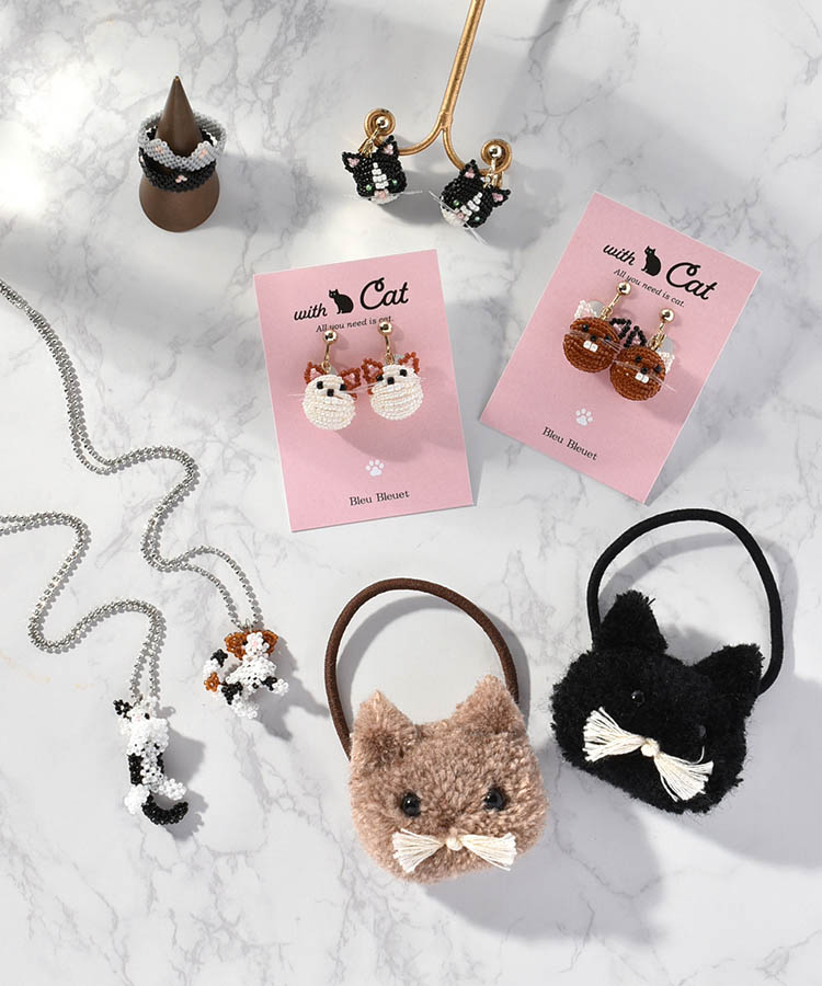 キャットビーズイヤリング