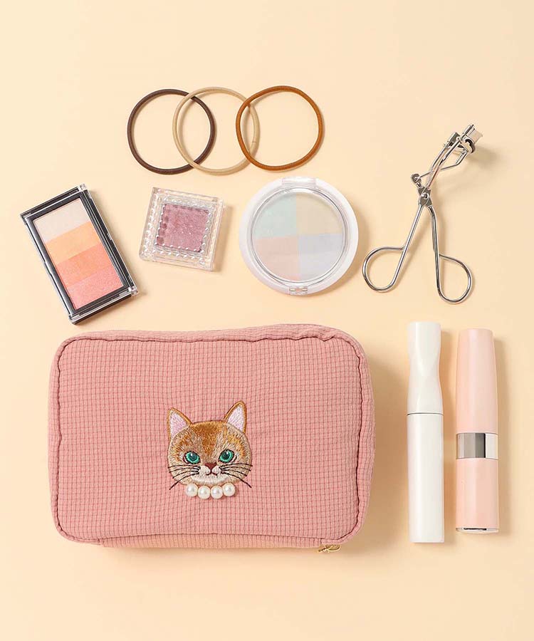 キャットパール多ポケットリップルポーチ