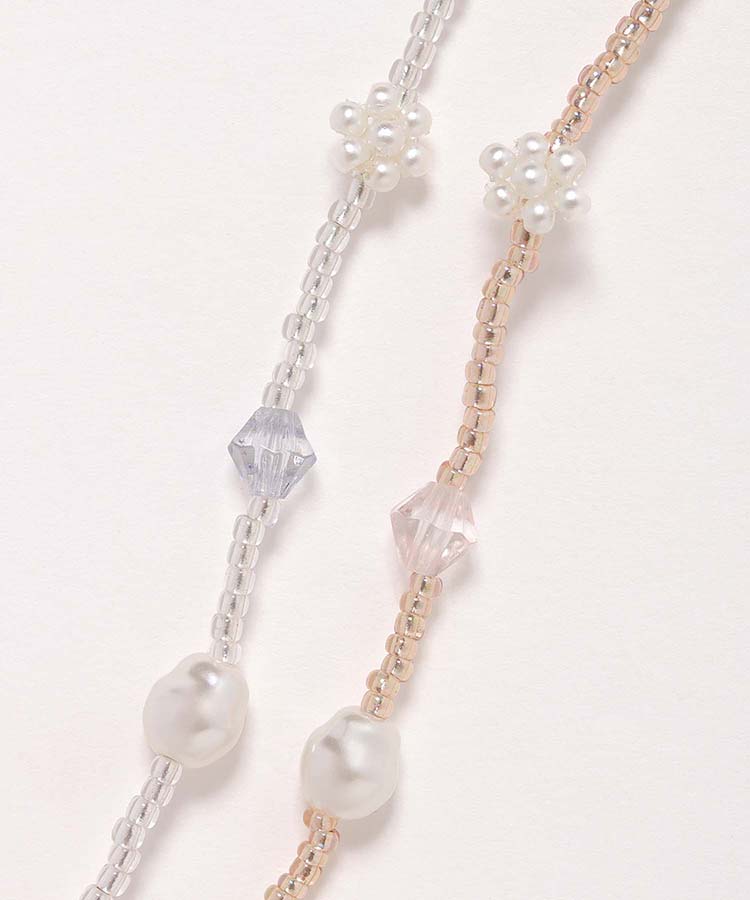 le petale天然石とパールのビーズネックレス