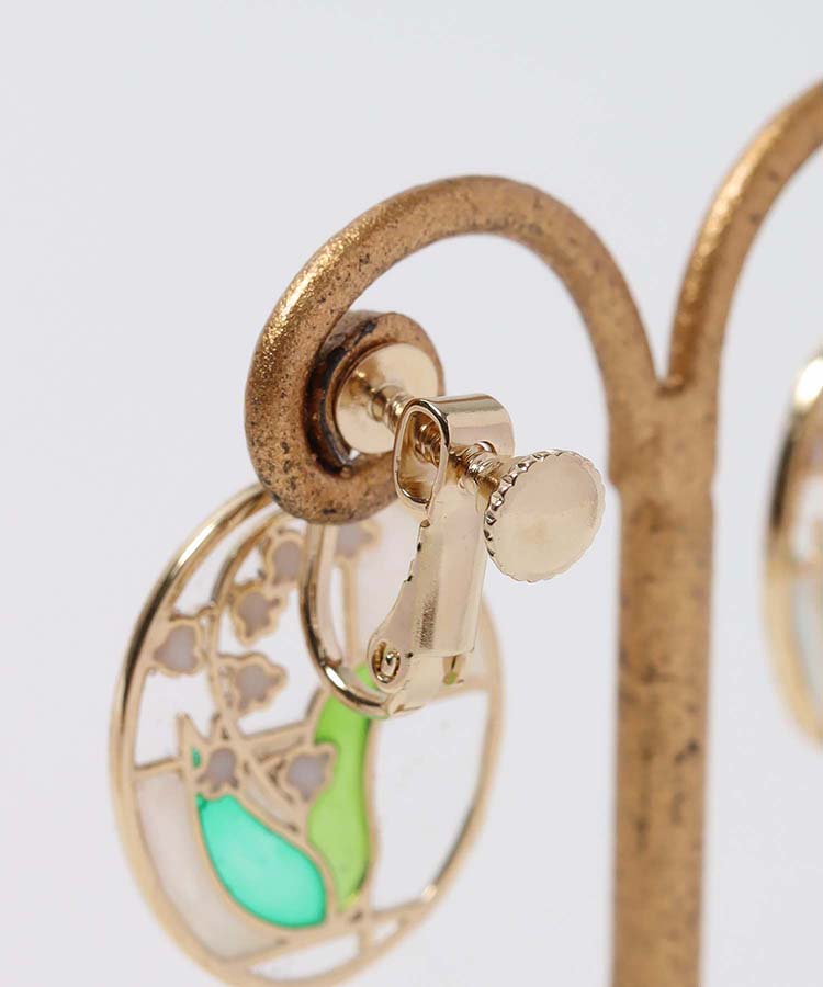 フラワーステンドグラスイヤリング