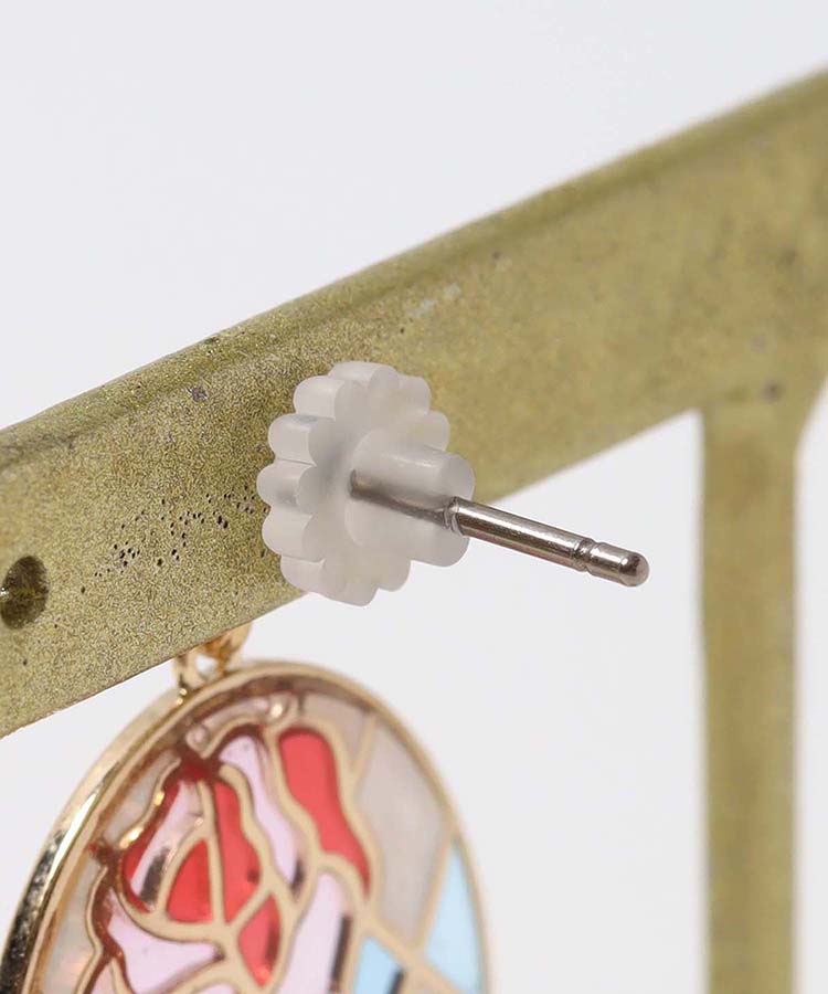 フラワーステンドグラスピアス