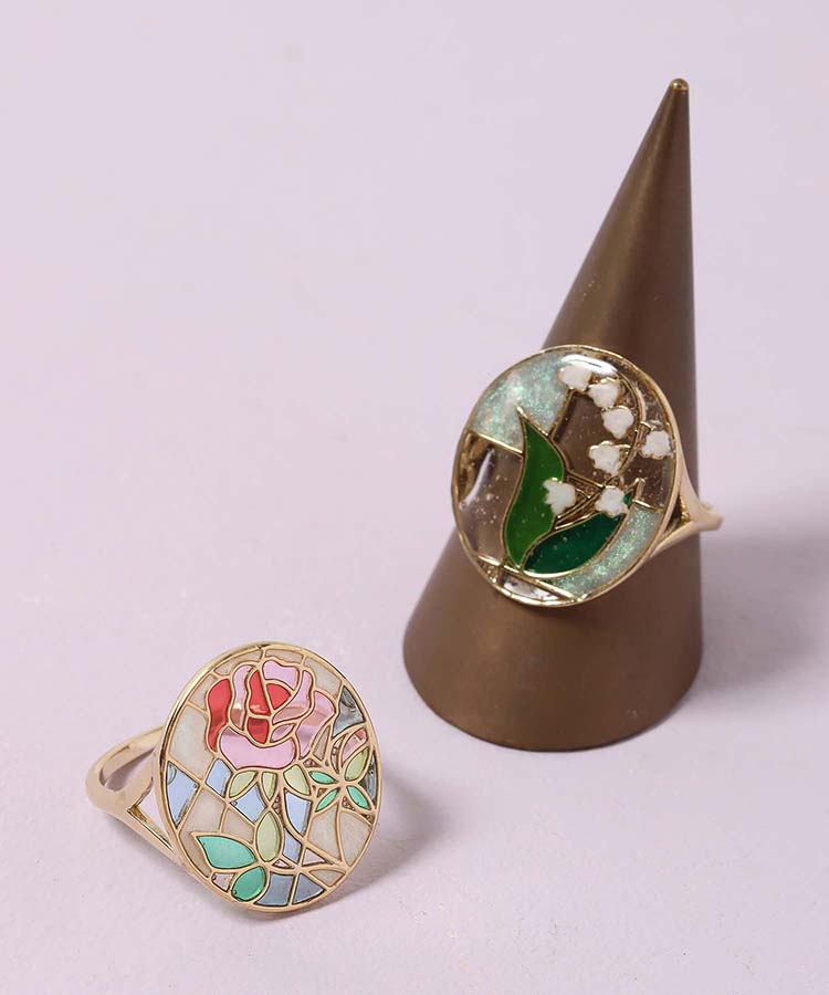 フラワーステンドグラスリング