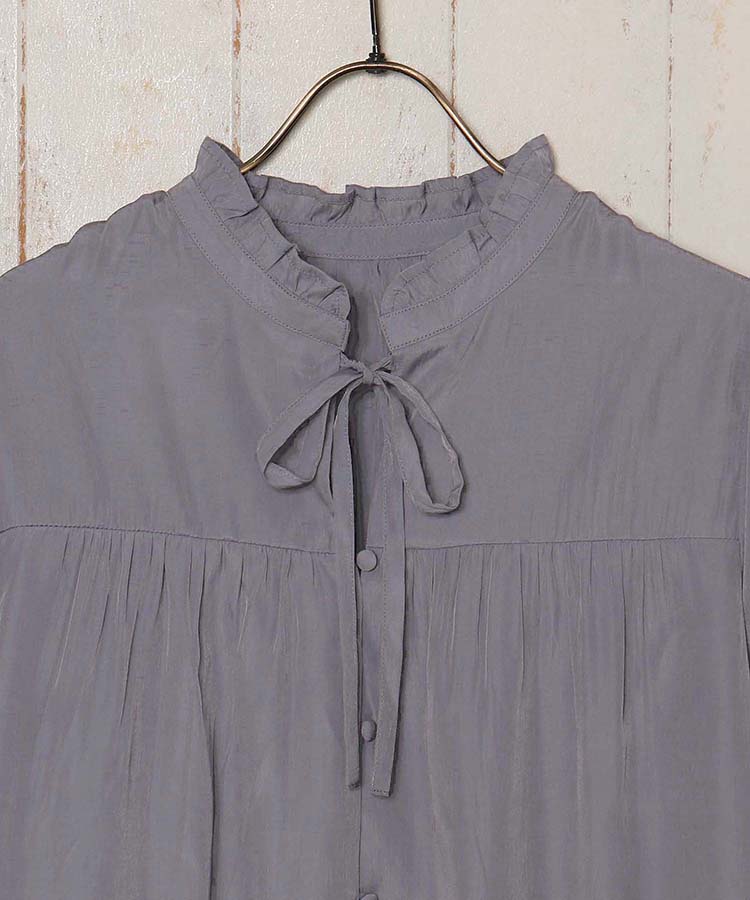 ≪SALE≫2WAYビンテージサテンタックブラウス