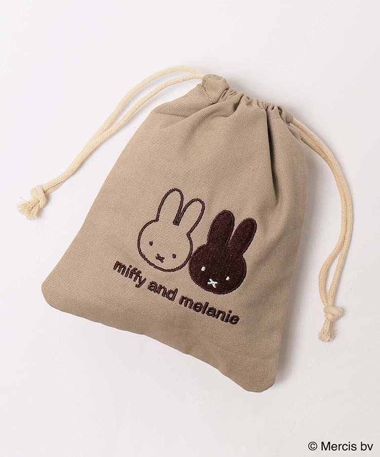 ミッフィー刺繍ナチュラル巾着