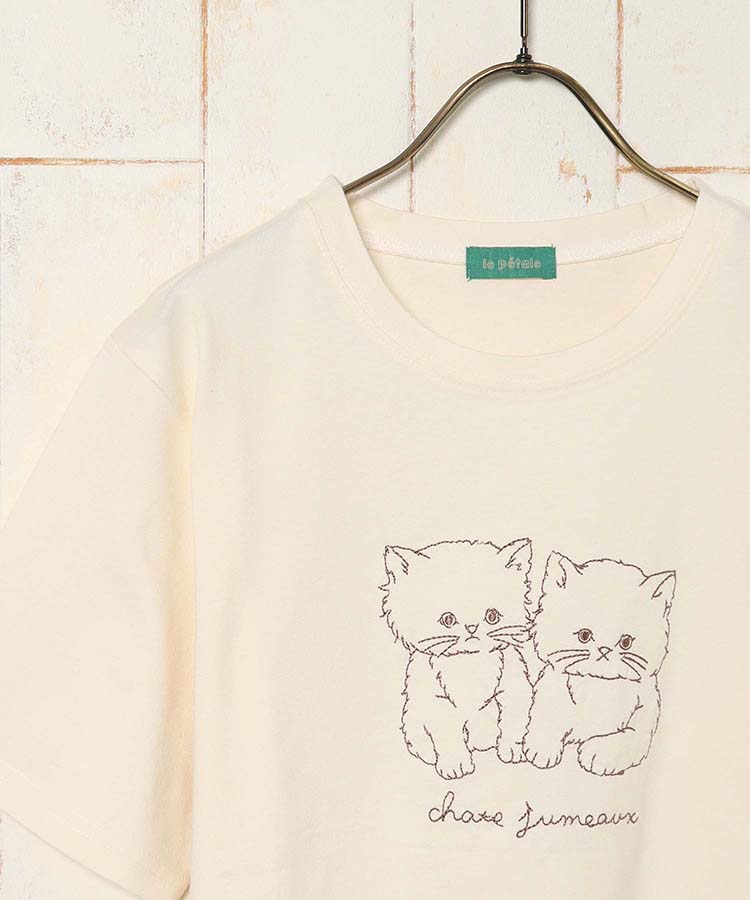≪SALE≫le petale CATSエンブロイダリーTシャツ