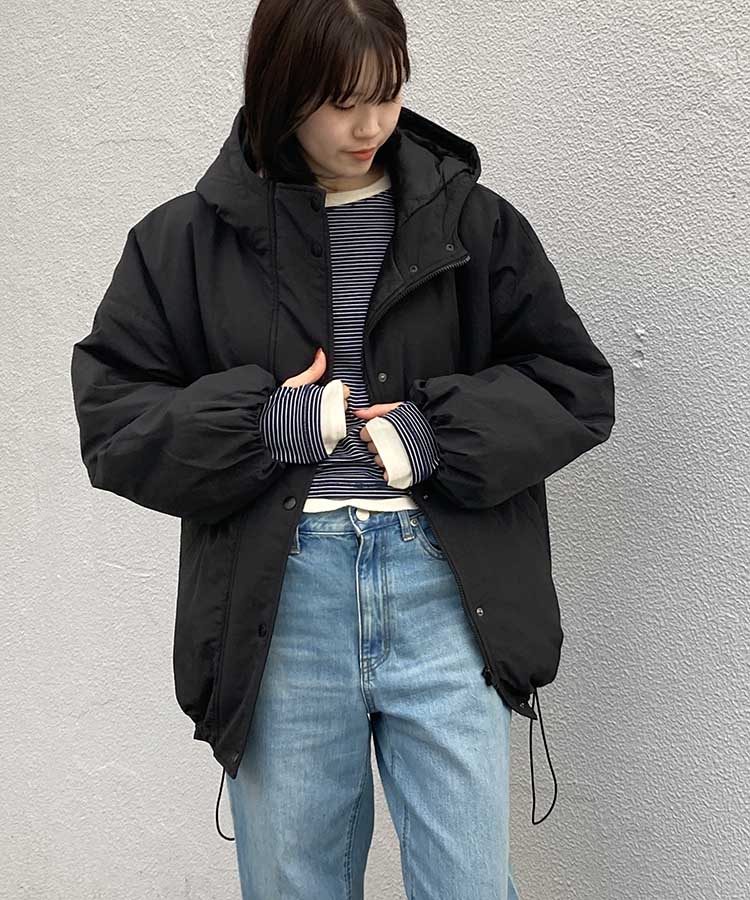 フード付きキルト中綿ブルゾン