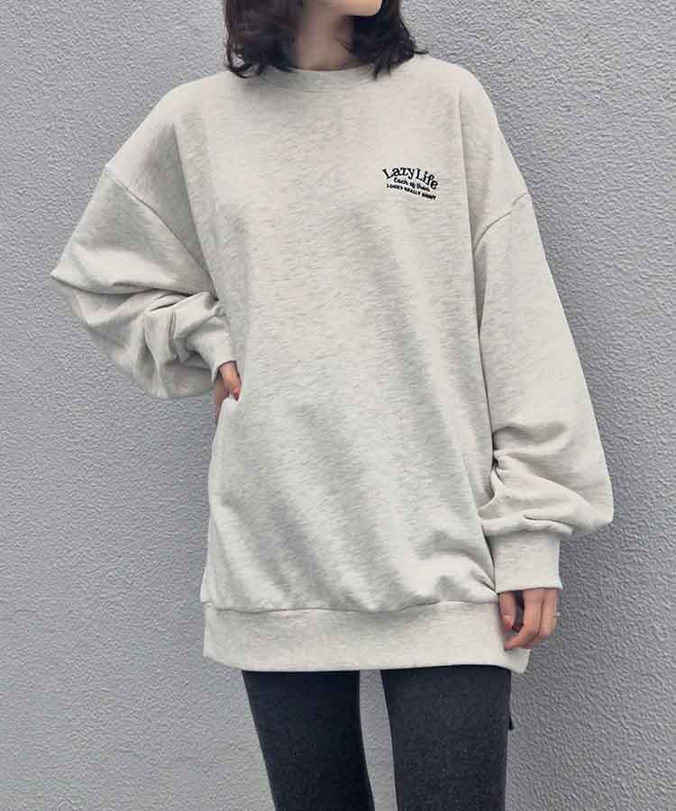 Lazyアニマル刺繍トレーナー