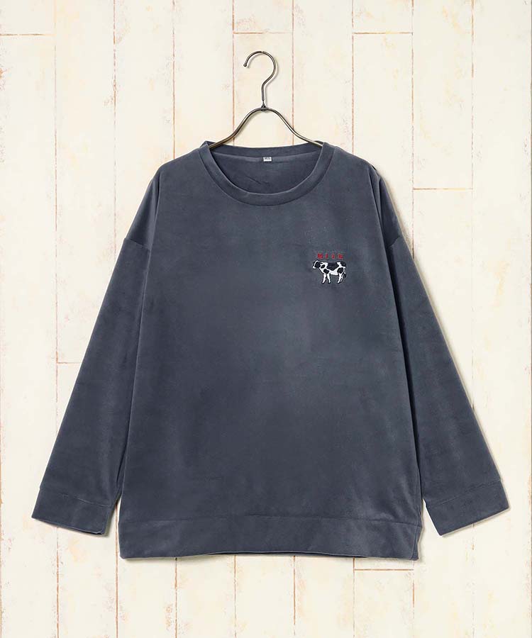 ウシ柄ワンポイントルームウェア上下セット