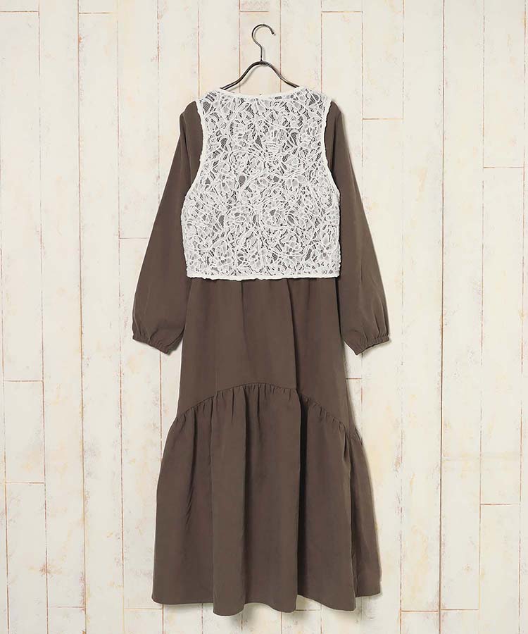 コード編みベスト付ワンピース