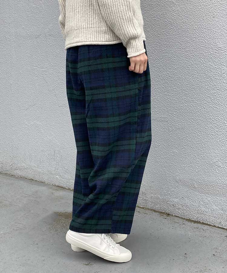 ネルチェック柄イージーパンツ