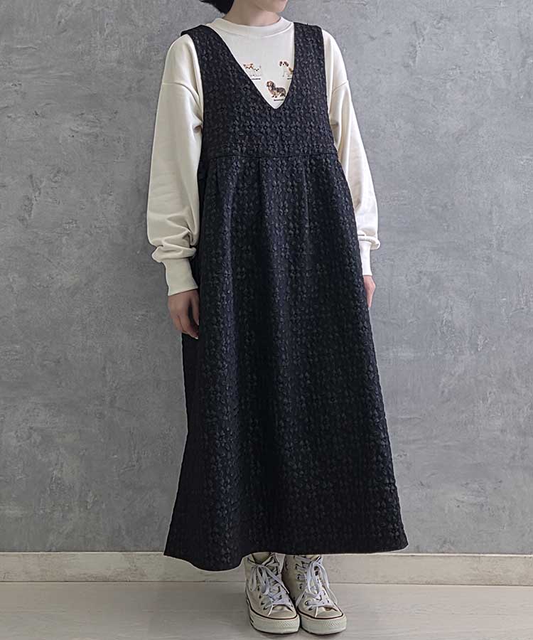 le petaleフラワージャガードジャンパースカート