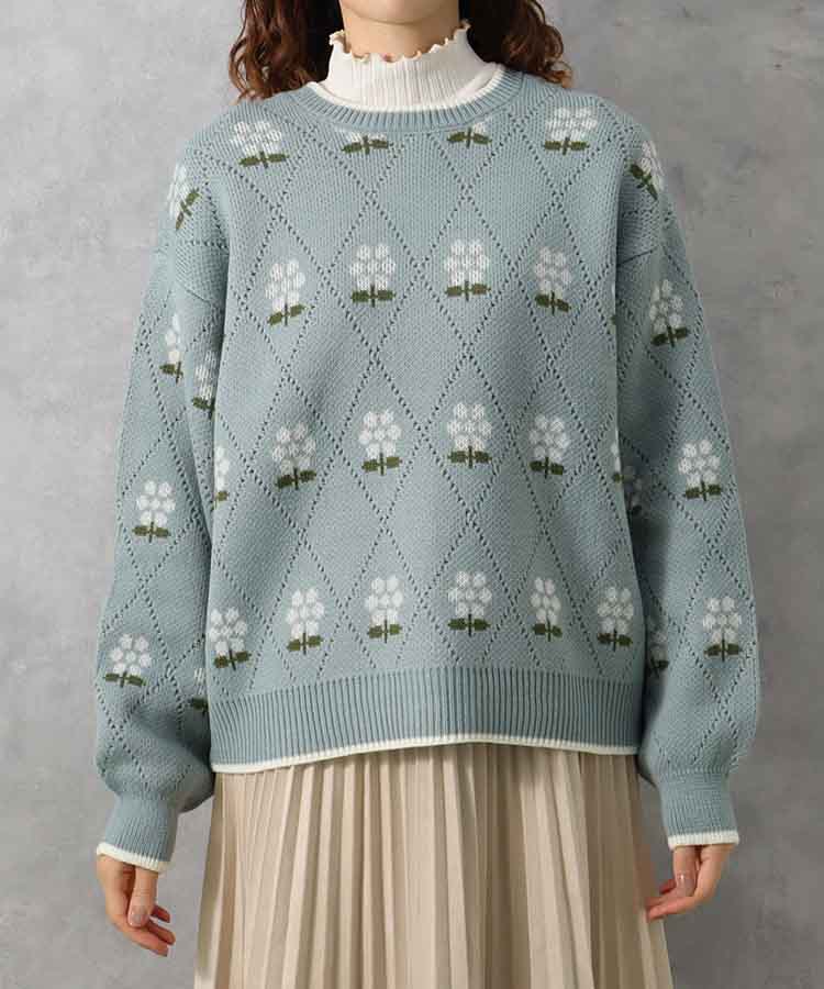 le petale フラワーダイヤニットカーディガン