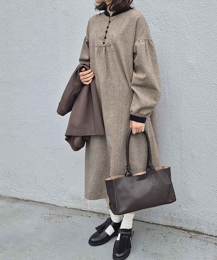 カフタンチェックワンピース