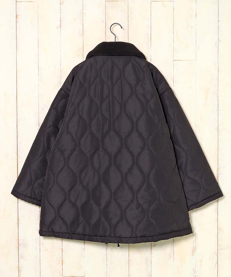中綿ボア付きキルトコート