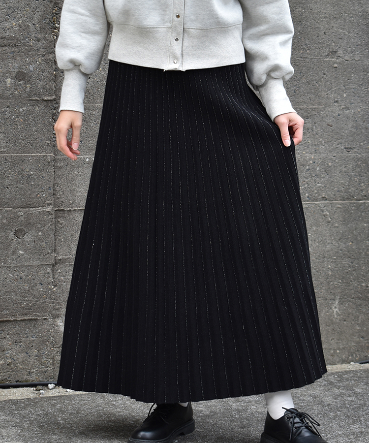 ストライプラメプリーツスカート