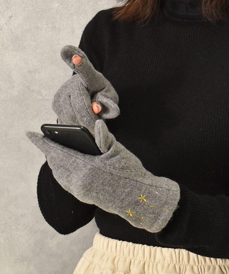 指フードフラワー刺繍グローブ