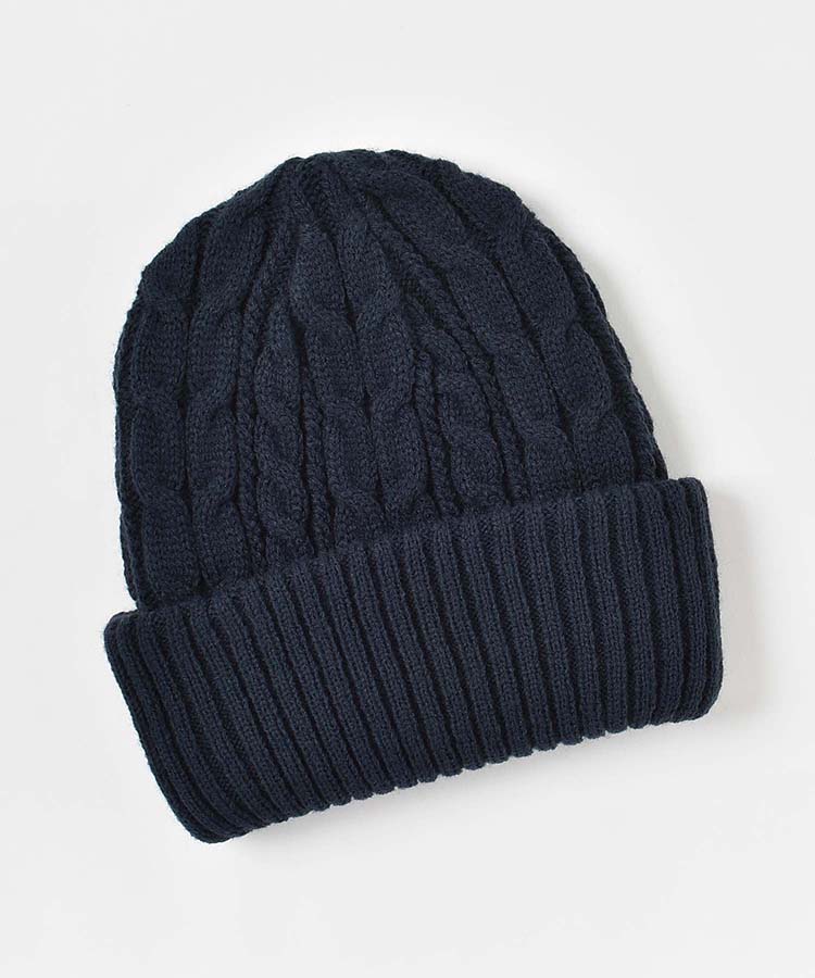 リバーシブル2WAYリブ＆ケーブルニット帽