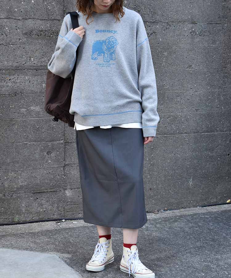 Bouncy.フロッキープリントニットプルオーバー