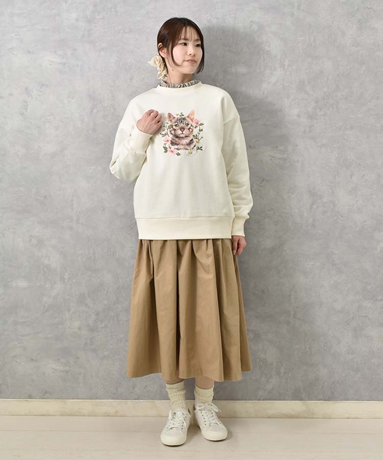 le petaleトラネコフラワー刺繍スウェット