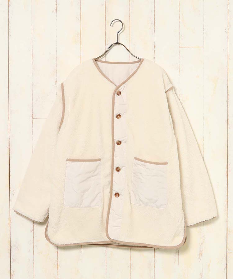 ≪SALE≫付け袖3wayリバーシブルキルトボアブルゾン