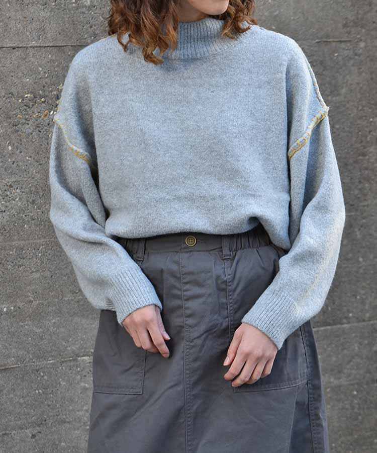 天竺配色ハンドステッチプルオーバー