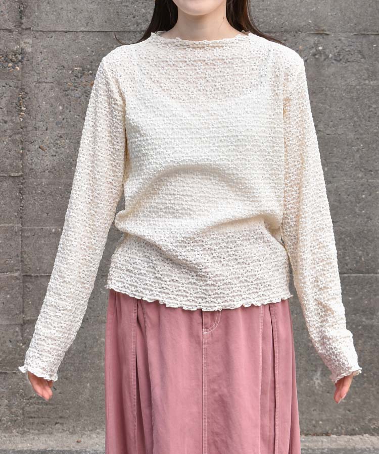 レースボトルネックロンT