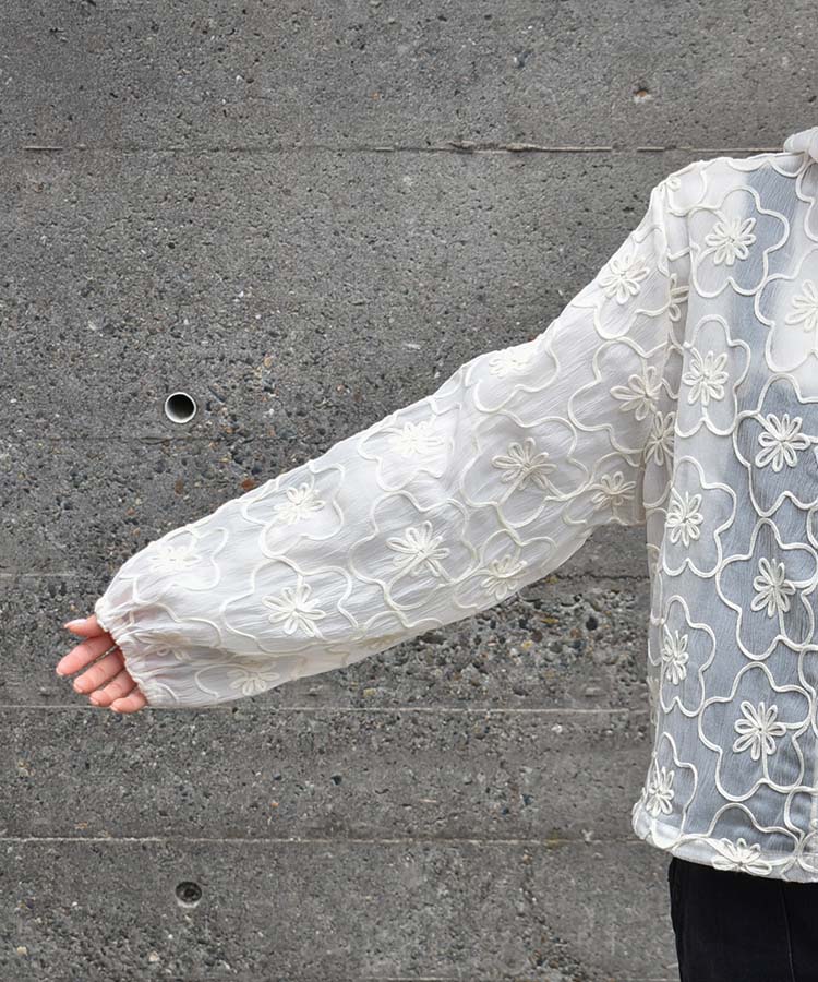 シアーフラワーフードブルゾン