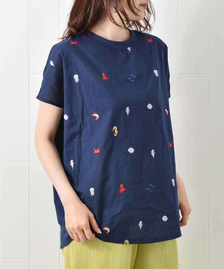 海の生き物総刺繍Tシャツ